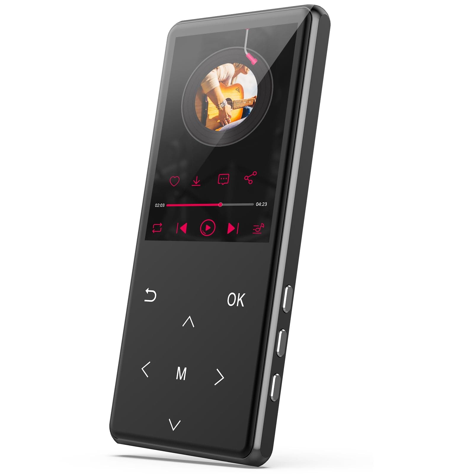 MP3 Player, 64GB MP3 Players with Bluetooth 5.3 Supports Lossless Music to Restore HiFi Sound Quality, with FM Radio, Support Recording, Includes Arm Strap and Player Case, Black.