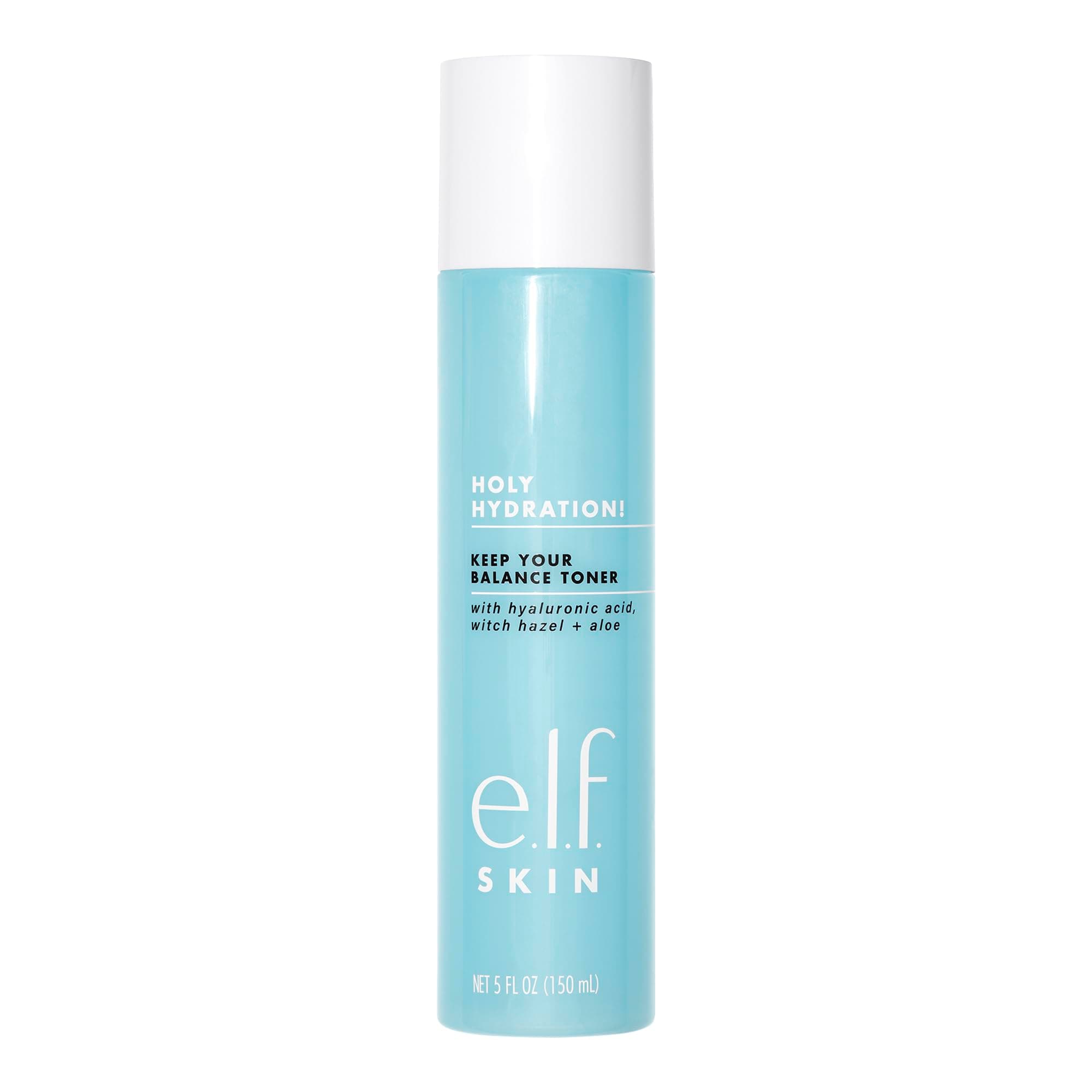 e.l.f. Keep Your Balance Toner, Gentle, Refreshing, Removes Makeup & Impurities, Hydrates, Cleanses, Soothes, Infused with Hyaluronic Acid, Witch Hazel and Aloe, 5.07 Fl Oz