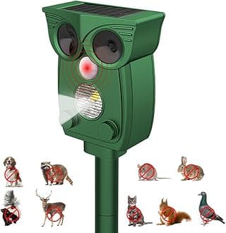 Solar Ultrasonic Animal Repeller, ​Outdoor Cat Deterrent​ with ​Motion Sensor, ​Waterproof Fox Repellent, Humane Pest Control​ for ​Dogs, Rats, Birds (1PACK)