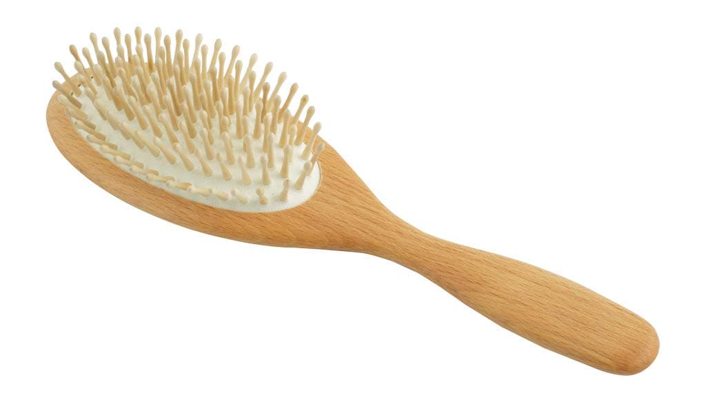 Rounded Maple Pin Hairbrush with Oiled Beechwood Handle, 9-Inches