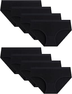 Adorel Teen Girls Knickers Solid Colour Underpants Pack of 8 Briefs