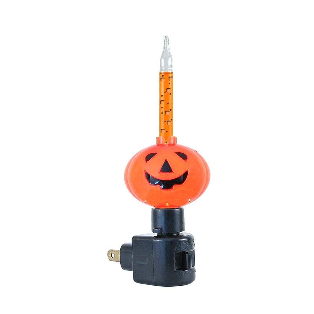Halloween Pumpkin Bubble Light Night Light, Orange Liquid, 360-degree Rotating Black Base. C7/E12, 5-Watt Incandescent