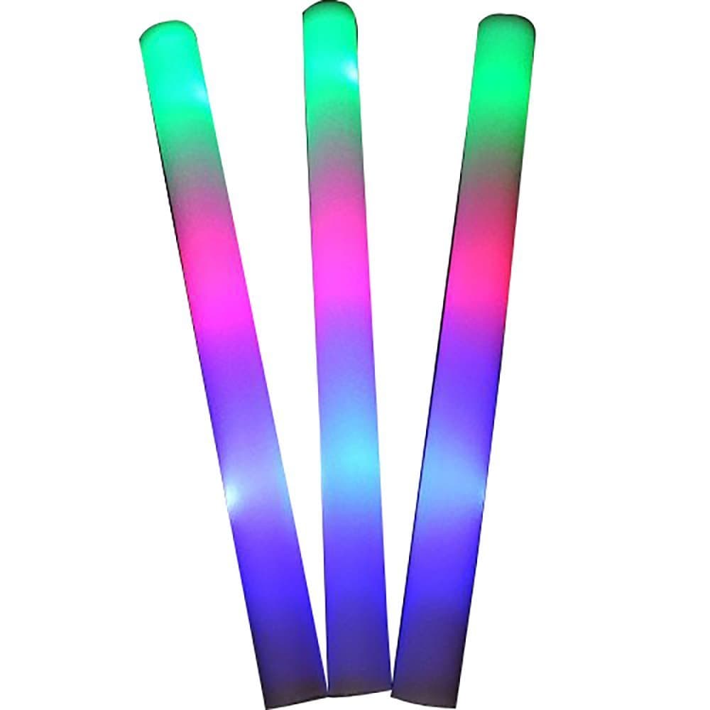 50 pack of 18" Multi Color Foam Baton LED Light Sticks - 3 model flashing, Multicolor Color Changing Rally Foam Sticks