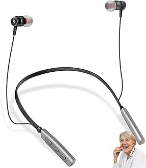 Rechargeable Hearing Aids for Seniors & Adults, Wireless Neckband Amplifier with Noise Cancellation, 2 Sound Modes & 5 Volume Levels, No Whistling, Comfortable & Effective Hearing Solution