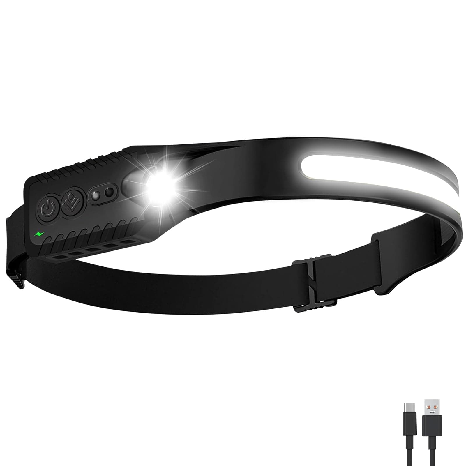 Rechargeable LED Headlamp, 400 Lumens, USB-C, 5 Modes — Lightweight, Adjustable