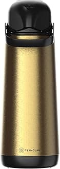 TERMOLAR LUMINA PUMP GLASS VACCUM FLASK AIRPOT, Heavy Duty and , Easy to pour and easy to clean Spout, Thermal Insulation, For Indoor and Outdoor Use GOLD 1.8 LTR
