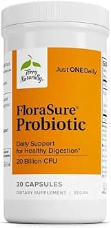 Terry Naturally FloraSure Probiotic - Digestion Supplement to Aid Against Occasional Bloating & Support Gas Relief - Gut Health Support Supplement with Bifidobacterium Bifidum - 30 Capsules