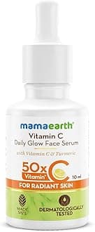 - Mamaearth Vitamin C Daily Glow Face Serum for Men & Women - Vitamin C Serum for Glowing Skin, Oily Skin & Dark Spots, With 50x Vitamin C -10ml
