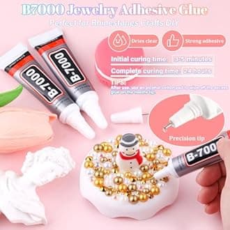 14000Pcs Flatback Pearls and Rhinestones for Crafting, White Brown Mixed Size 3-8mm Resin Rhinestones and Half Pearls for Bedazzling, Nail Art and Decoration with 3pcs B7000 Jewelry Glue