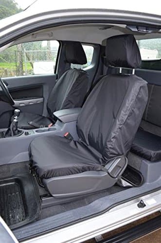BOSS COVERS FRONT and REAR PROFESSIONALLY TAILORED Protective Waterproof Seat Cover SET in Black (RANGER WILDTRAK Compatible).
