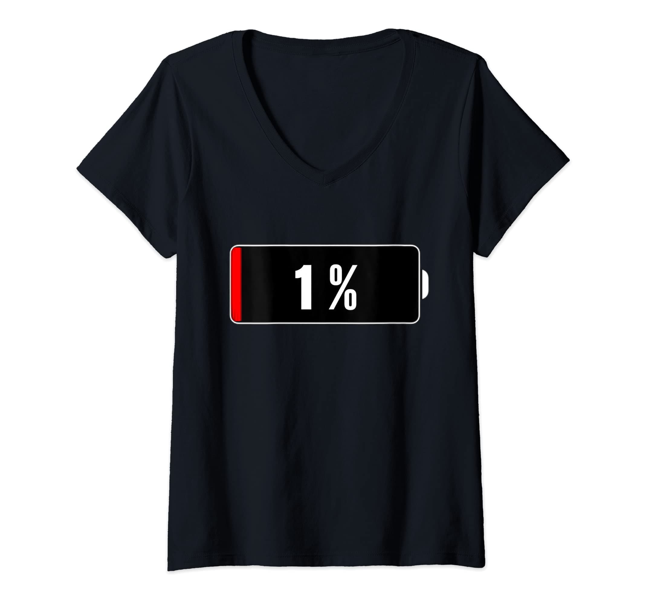 Womens Low battery V-Neck T-Shirt
