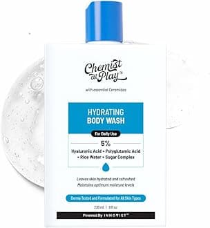 Chemist at Play Hydrating Body Wash | Hyaluronic Acid Bodywash for Intense Hydration | Reduces Flakes & Itchiness | For Dry Skin | Polyglutamic Acid & Hyaluronic Acid | For Women & Men | 236ml
