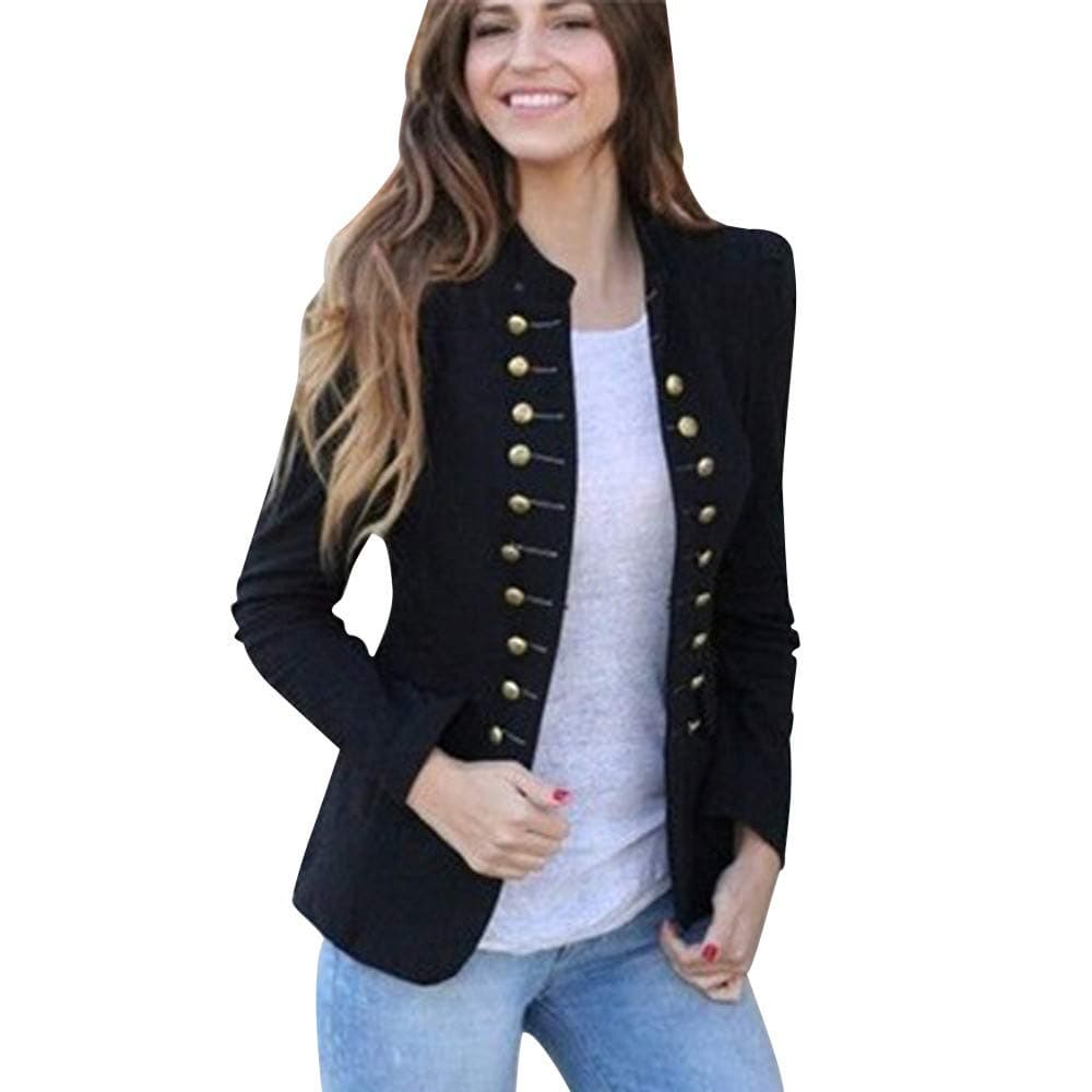 Orangeskycn Women Double Breasted Retro Blazer Jacket Overcoat