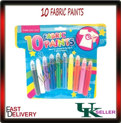 10 Pack of Permanent Fabric Pens in Various Colours