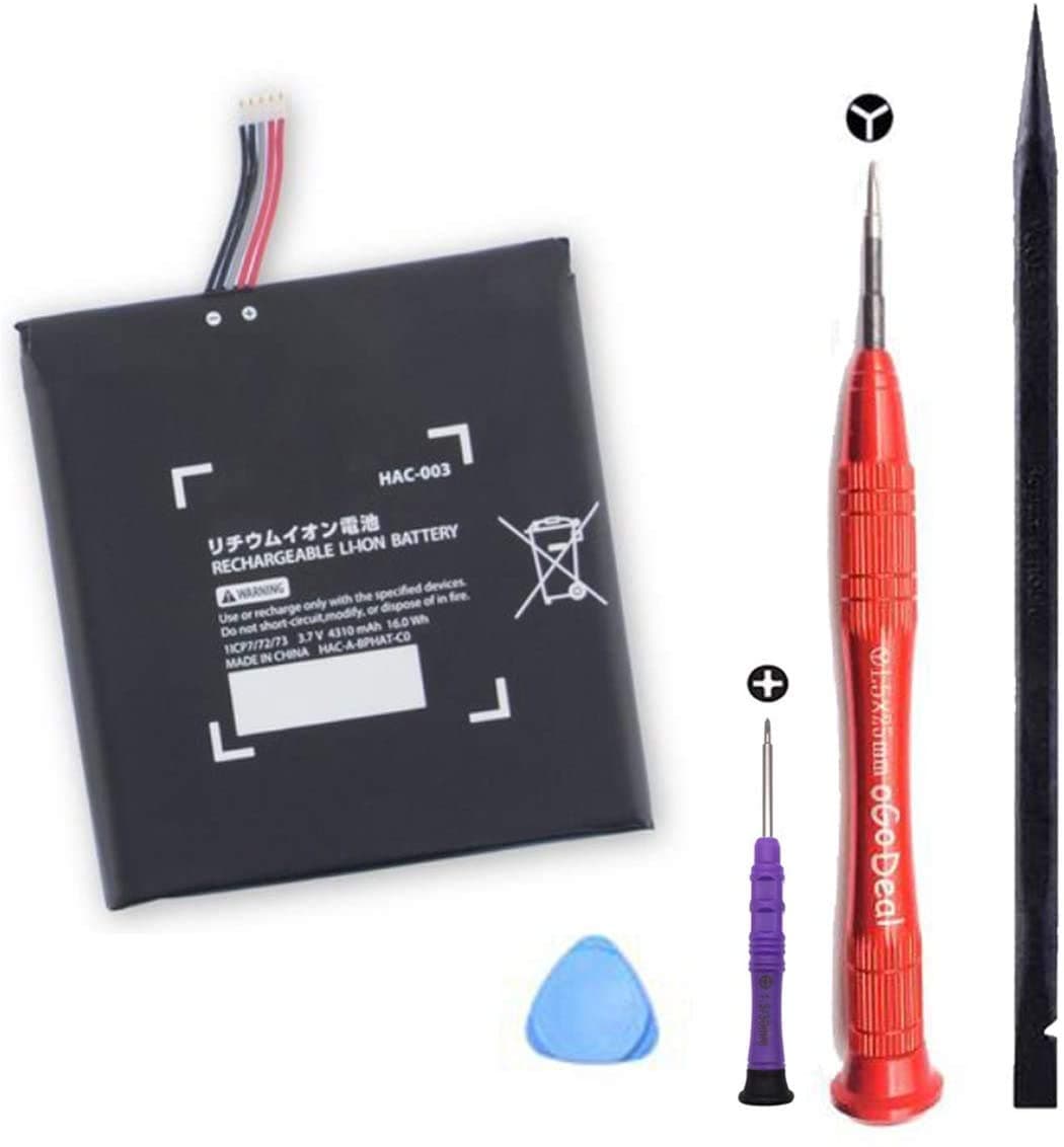HAC-003 Battery Replacement Compatible for Nintendo Switch 2017 Game Console HAC-001 Internal Upgrade 4310mAh Battery with DIY Repair Tool Kit