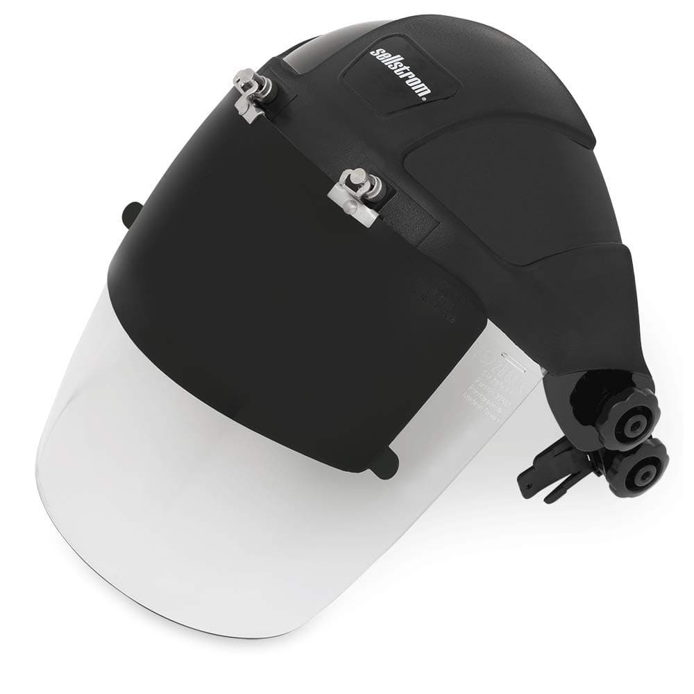 SellstromPlasma/Flame Cutting, Grinding Safety Face Shield with Universal Slot Adapter, Clear Anti-Fog Polycarbonate Window with Shade 6 UV/IR Flip Front Visor, Black, S32162