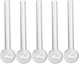Swiss+ 5 Pack Glass Oil Pipes - 4.5" Portable, Transparent, Round, Glass, 5 Pipes per Pack