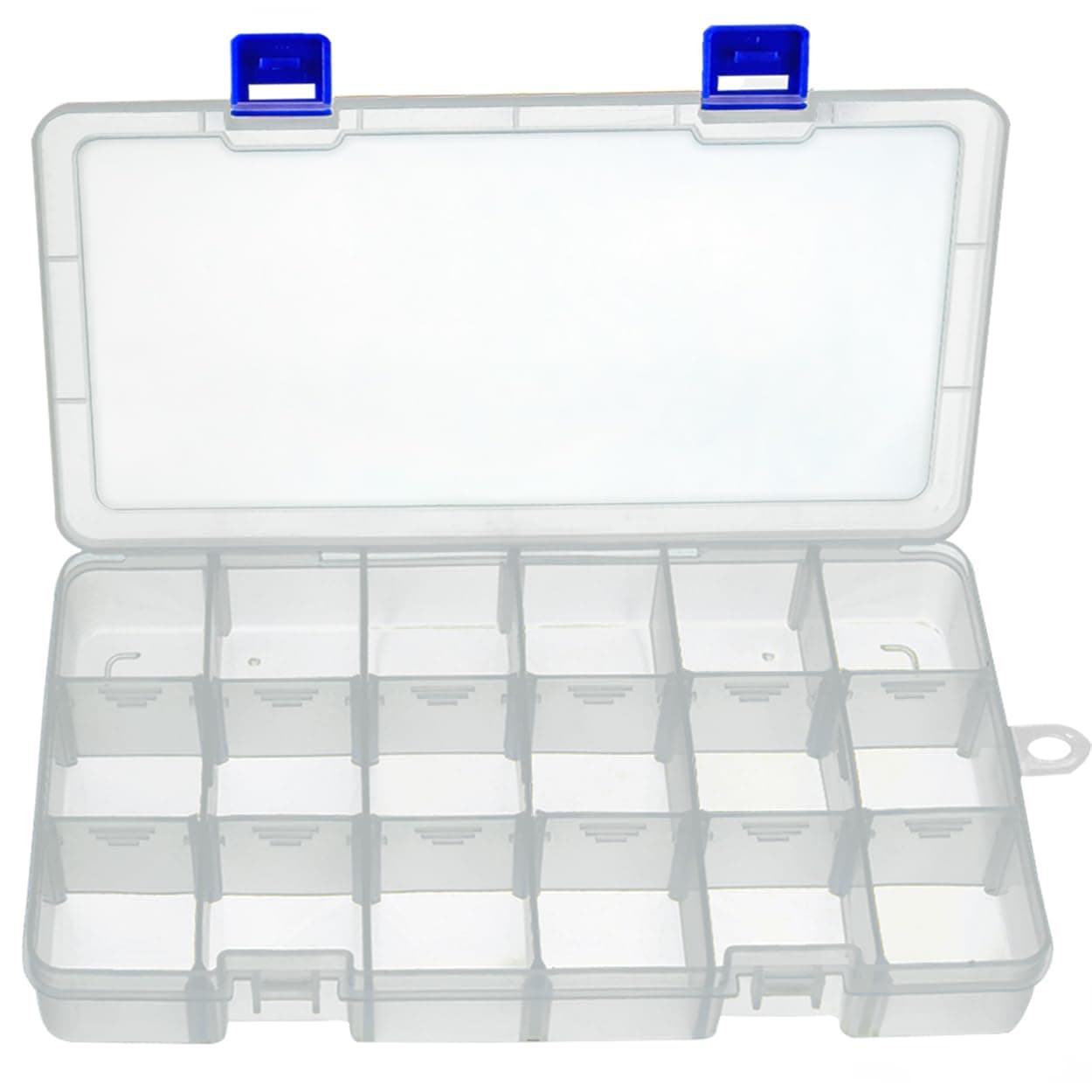 DUOFIRE Bead Organizer Tackle Box Organizers and Storage Clear Plastic Storage Box Craft Organizers and Storage Adjustable Divider for Beads,Jewelry, Fishing Tackle(18 Grids, White X 1)