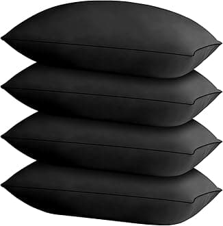 HIMOON Bed Pillows for Sleeping 4 Pack,Queen Size Cooling Pillows Set of 4,Top-end Microfiber Cover for Side Stomach Back Sleepers(Black)