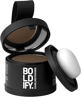 BOLDIFY Hairline Powder, Instantly Conceals Hair Loss and Fills In Receding Hairlines, and Wide Parts, Stain-Proof 48 Hour Formula for Hair & Beard, Root Concealer & Gray Hair Coverage (Light Brown)