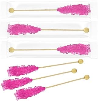 Fruidles Rock Candy Lollipops Suckers, Variety Flavor and Color Assortment, 5.5" (12-Pack, Cotton Candy - Light Blue)