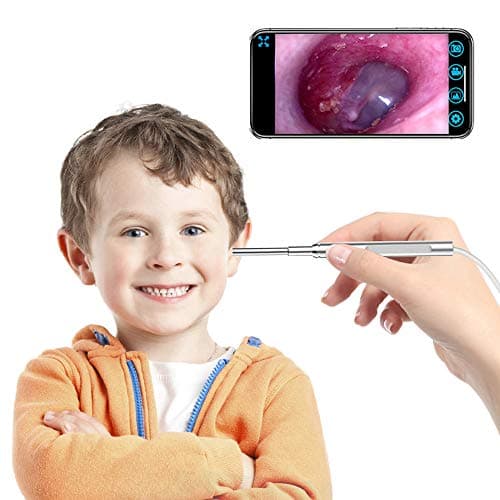 Otoscope Wireless Ear Endoscope with Ear Wax Removal Tools, 3.9mm Ear Scope Inspection Camera 720P with 6 Adjustable LED Lights for Android, iOS Smartphone and Tablet