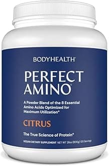 BodyHealthPerfectAmino Powder - BCAA and EAA Powder for Pre and Post Workout - Vegan Amino Acid Energy Drink Powder for Men and Women to Support Lean Muscle and Recovery - Citrus - 120 Servings