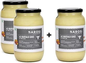 Barosi Premium Buffalo Ghee 3 Litre | Value Saver Family Pack | Vedic Bilona Method | Churned from Curd | Pure & Natural | Farm Made in Small Batches | Glass Jar Packing