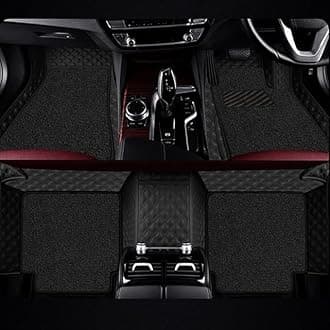 AutoClow Premium 7D Car Mat Full Set for Mahindra XUV 400 || Luxury Leather Dual-Stitch Full Set 7D Car Floor Mat || 100% Waterproof || Color : Black-Black (Design-1)