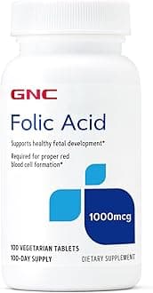 Folic Acid 1000mcg | Supports Healthy Fetal Development | Required for Proper Red Blood Cell Formation | Vegetarian Formula |