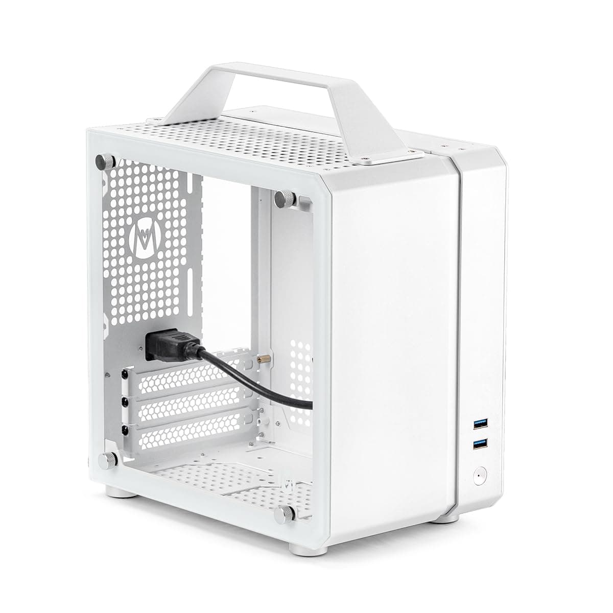 - Mechanic Master Cool Cube Series C24 Mini-ITX Case/Alumium/Steel/GPU Length Within 245mm, SFX/L PSU Computer Case (Polar White Classic Version)