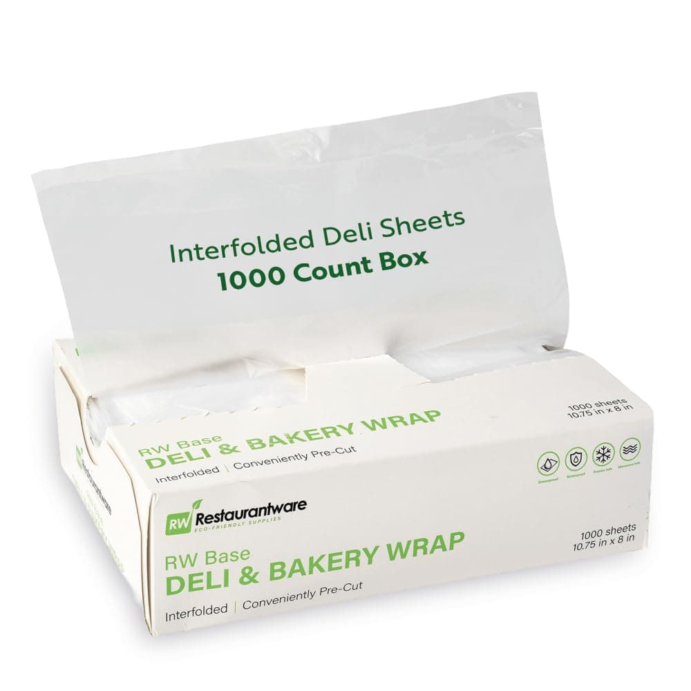 RW Base 10.75 x 8 Inch Deli Sheets - 1000 Interfolded Butcher Wraps, Pre-Cut Disposable Clear Sandwich Wrap Sheets, Microwavable and Freezable