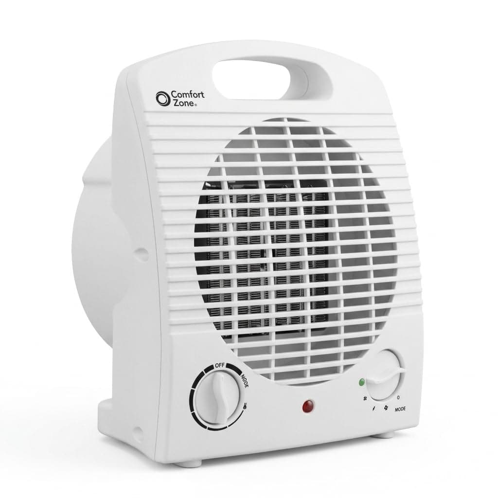 Comfort Zone Personal Space Heater – Energy Efficient 1500W Electric Heater with Adjustable Thermostat, 3 Heat Settings & Energy Save Mode – Portable, Tip-Over & Overheat Protection for Home & Office