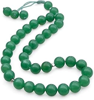Handmade Misbaha Tasbih – 33 Natural Stone Islamic Prayer Beads for Dhikr & Tasbeeh – Ideal Ramadan & Eid Gift for Men & Women (Green Jade Colored)