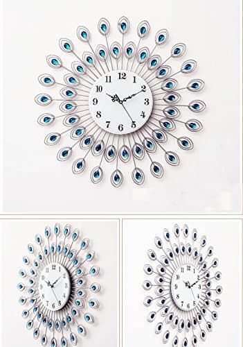 Creative Peacock Wall Clock Gold White Black 20 Inches Diameter: 60cmX60c ( Color : #4 )