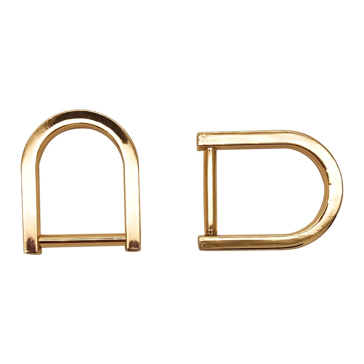 4 Pcs 3/4 inch D-Rings Screw in Shackle Horseshoe U Shape D Ring DIY Leather Craft Purse Keychain Accessories (Gold)