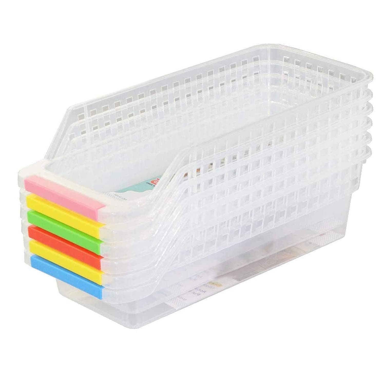 SKY-TOUCH 4PCS Refrigerator Organizer Bins Baskets, Ideal for Fridge and Freezer Organization and Counter Food Container, Multi-color