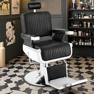 Barber Chair for Barbershop, Reclining Salon Styling Chairs for Hair Stylist with Adjustable Headrest, 360° Swivel Professional Hydraulic Hair Chair, Beauty Salon Spa Tattoo Equipment, Black