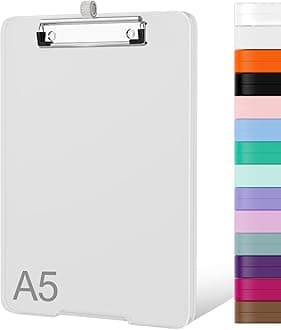 Piasoenc Small Clipboard with Storage, A5 Organization Box with Pen Holder, Plastic Clipboard with Low Profile Clip for Nurses, Teachers, Lawers, Translucent