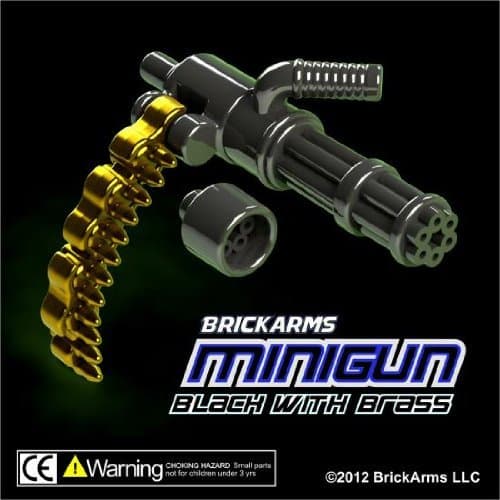 BrickArms 2.5 Scale LOOSE Weapon Minigun Black with Brass Ammo Chain [Toy]