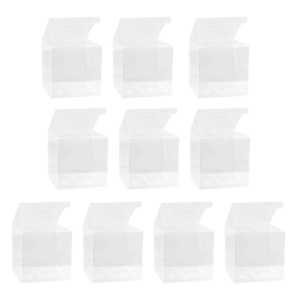 ROSENICE 50PCS Plastic Clear Packing Boxes Transparent Candy Apple Box for Wedding Party Baby Shower Favors (5 x 5 x 5cm)