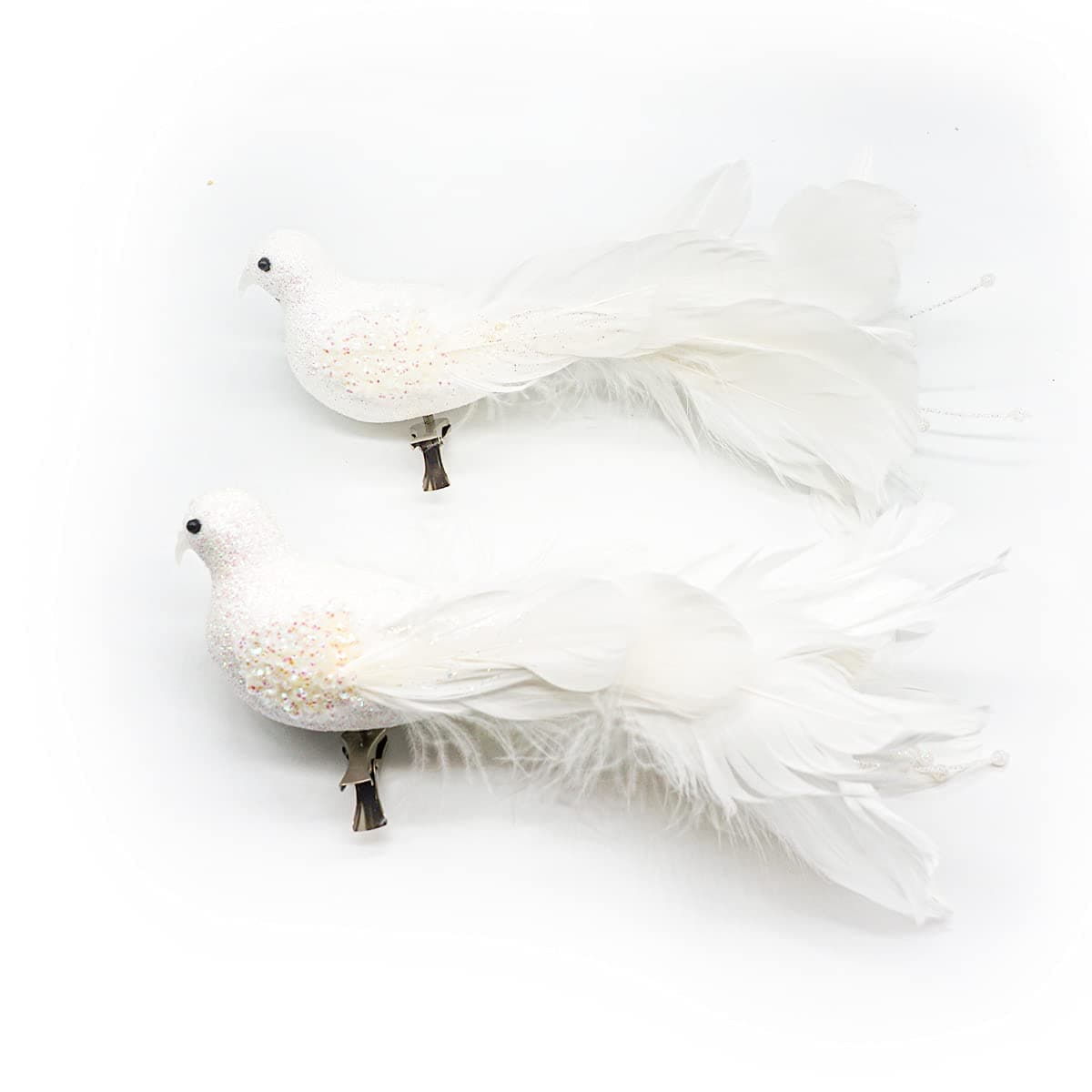Yolococa 2pcs White Birds Chirstmas Decoration