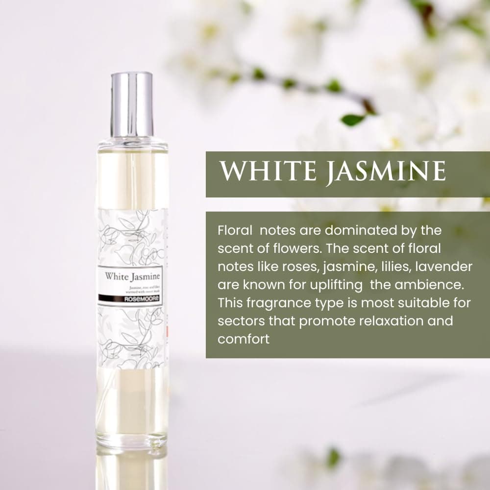 Rosemoore White Jasmine, 100 ml Scented Room Spray | Home Scent White Jasmine | Room Spray | Room Freshener Perfect For Your Rooms, Closets, Bathroom And Cloakrooms