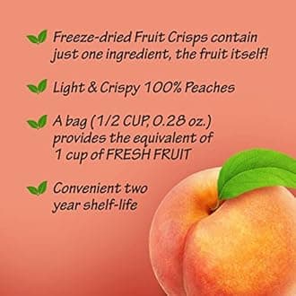 Brothers All Natural Freeze Dried Fruit Crisps, Peach, 0.28 Oz (Pack of 24), Made with 100% Fruit, Gluten Free, Soy Free, Vegan, Heathy Snack, Lunch Box Ready