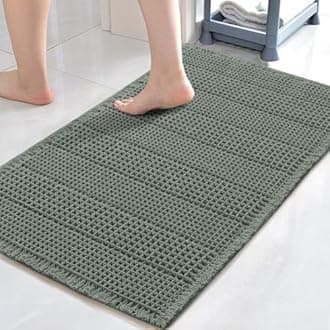 H.VERSAILTEX Upgraded Waffle Bath Mat Super Absorbent Non Slip Bath Rugs for Bathroom Floor Machine Washable Dry Fast Bathroom Rugs for Beside Tub, 20" x 32", Lichen