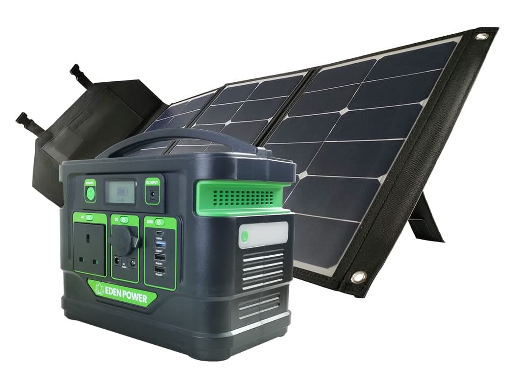 Eden Power- Portable Power Station + 60W Foldable Solar Panel : 296Wh Solar Generator 300W/230V AC Output, USB-C, fast Charging,for Outdoor Travel Camping Emergency Home power supply