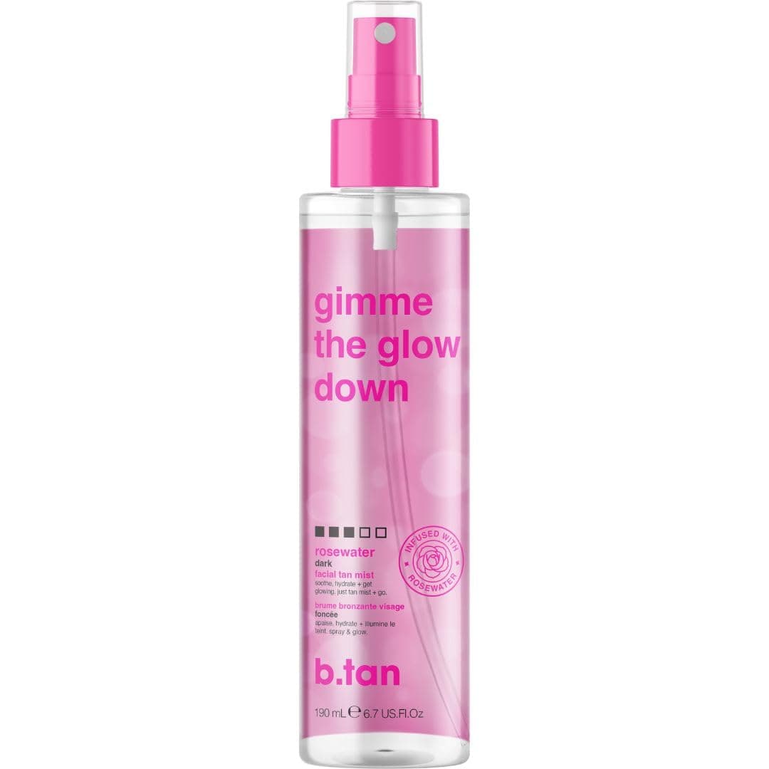 b.tan Clear Face Self Tanning Mist | Gimme The Glow Down - Best Facial Tan Spray, Gradual Bronzing Fake Tanning Water, Ultra Hydrating, Infused with Rosewater, Vegan, Cruelty Free, 190ml