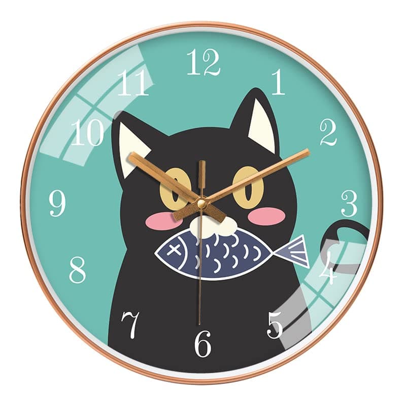 STAR WORK glass Quartz 12 Inches Premium Wall Clock for Home Stylish Latest Modern Design|Non Ticking Silent Wall Clock - Zero Sound & Disturbance Analog Clock (Black Cat Clock)