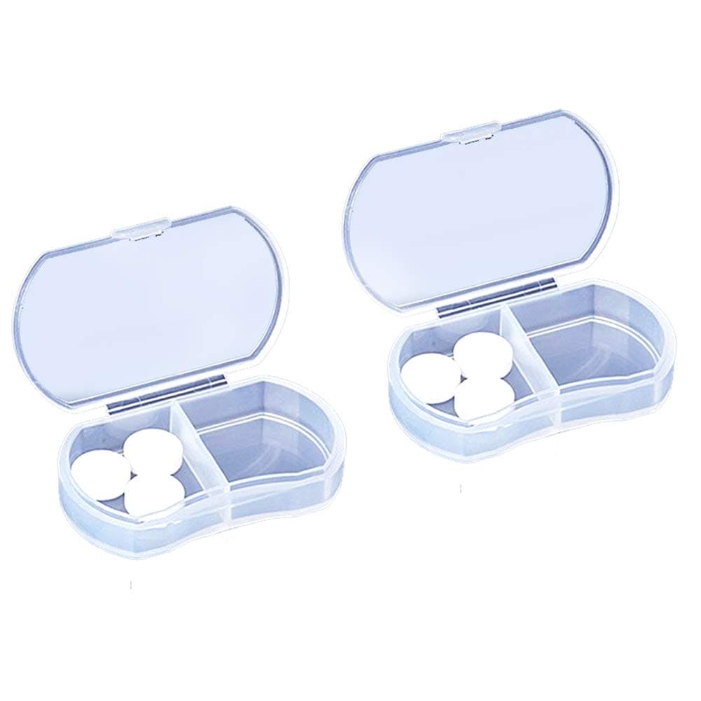 2PCS Pill Case Organizer, Daily AM & PM Containers, Medicine Holder, Ideal for Medication, Vitamin, Supplement, Perfect for Travel, Ideal for Purse (White)