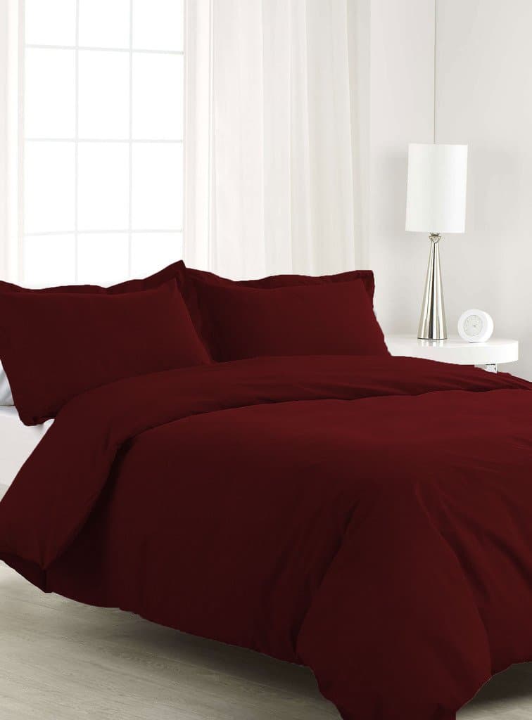 800 Thread Count 5 Piece Queen Size Duvet Cover Set with Extra Pillow Shams 100% Egyptian Cotton Premium Quality Solid Pattern Wine